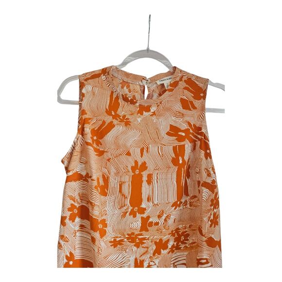 Open Edit NWT Dress Size Sm Ivory Daisy Distort Cutout Sleeveless Pockets Orange - Picture 3 of 8